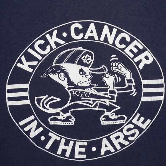 Kick Cancer in the Arse T-Shirt Navy Blue Graphic Tee Gildan Cotton Men’s Medium - Picture 2 of 7